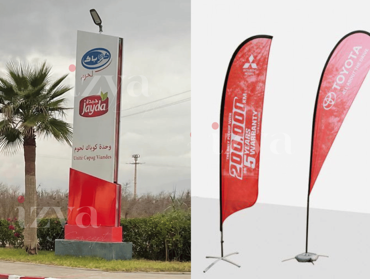 totem publicitaire maroc - drapeau publicitaire maroc